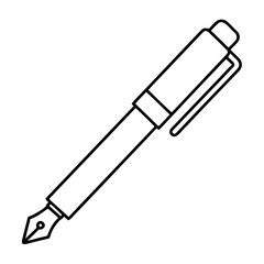 Minimalist outline illustration of a classic fountain pen with a clean elegant design suitable for various creative projects