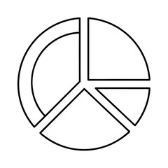 Minimalist outline circle pie chart graphic with clean design elements and vibrant color options for data visualization and presentations