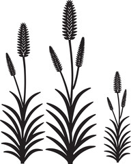 Stylized reed and grass plant silhouettes