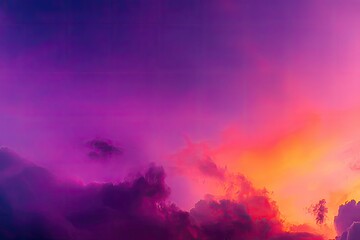 Vibrant sunset cloudscape with hues of purple, pink, and orange