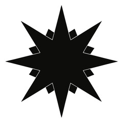 Fototapeta premium Solid black silhouette of an eight point starburst