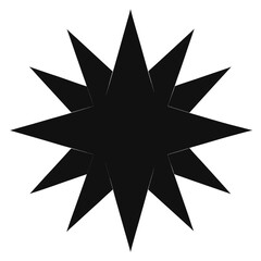 Solid black silhouette of an eight point starburst shape