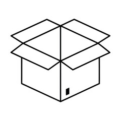 Clean outline graphic of a shipping box or parcel for logistics and delivery services