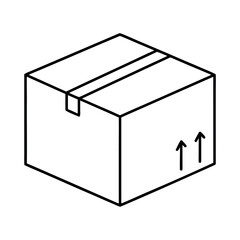 Clean simple outline illustration of a shipping box or parcel for logistics and delivery services