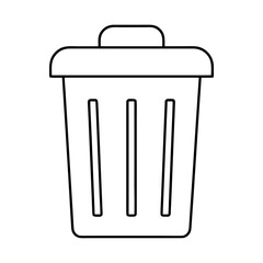 Minimalist outline of a clean trash bin representing recycling and waste management concepts
