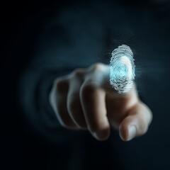 Human Thumb Pressing Virtual Interface Button