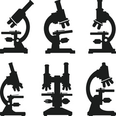 Microscope Silhouettes Set – Science and Laboratory Research Vector