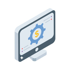 A clean isometric icon of money management process flow