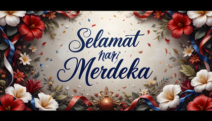 decorative banner of selamat hari merdeka 