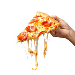 hand holding pizza