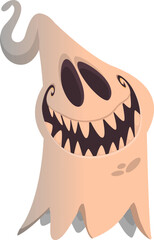 Cartoon cute ghost monster with funny excited face expression waving hands . Vector illustration isolated on white. Halloween design