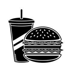 the central element is a burger to the sides vector art illustration