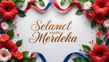 selamat hari merdeka greeting with ribon decorative