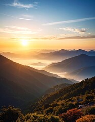 Obraz premium A Breathtaking Sunrise Over Misty Mountains