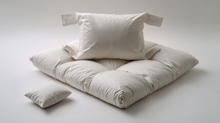 Fototapeta premium Minimalist White Futon Set with Pillow and Cushion