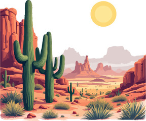 Vsai monument valley in arizona with saguaro and red rocks formations during sunny day © frrlbt