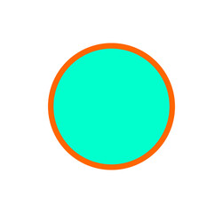 Cyan filled circle with orange outline on white background for icons, stickers, and badges