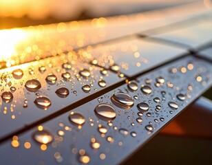 Water Drops On Airplane Wing At Sunrise
