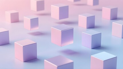 Obraz premium Pastel Floating Cubes on a Soft Gradient Background