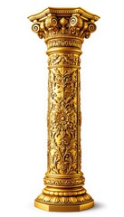 Golden pillar with intricate design, traditional Indian temple architecture, festive design element.