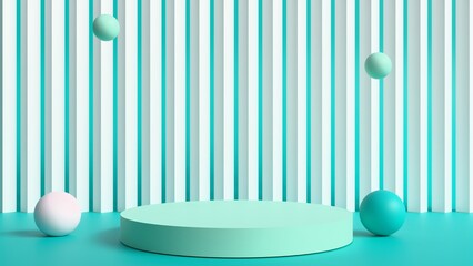 Mint Green Podium with Striped Background