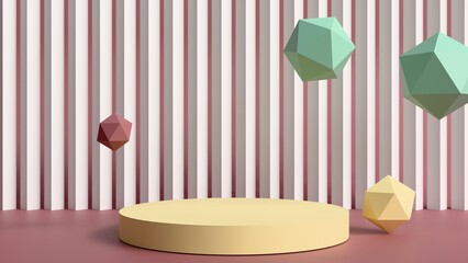Minimalist Podium With Geometric Shapes 3D Rendering