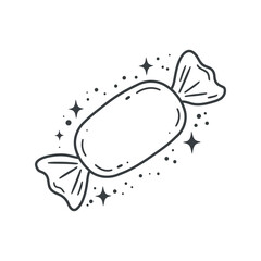 Hand drawn candy illustration sweet treat festive wrapper doodle art isolated vector graphic