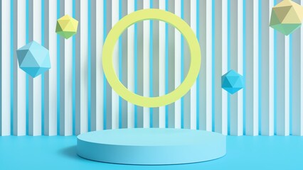 3D Rendering of Podium with Geometric Shapes