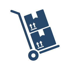 Blue hand truck with boxes vector illustration logistics cargo trolley delivery service equipment warehouse transport icon