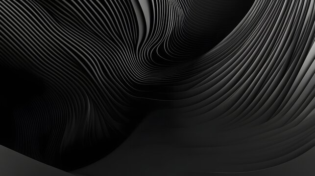 3D render of converging, abstract lines in deep black creates a dynamic, tunnel-like illusion.