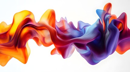 3D render of flowing, undulating forms in shades of orange, blue, and purple.