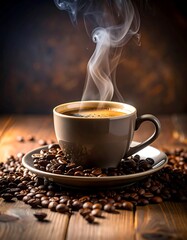 Steam rising from a cup of coffee