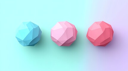3D render of two translucent, faceted spheres against a teal and purple gradient background.