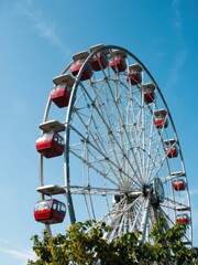 Exciting ferris wheel ride amusement park photo outdoor wide angle fun and adventure