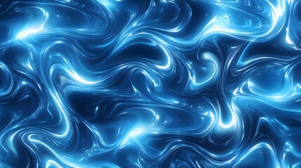 Fototapeta premium Digital illustration of flowing, iridescent blue and white liquid forms creates a dynamic abstract pattern.