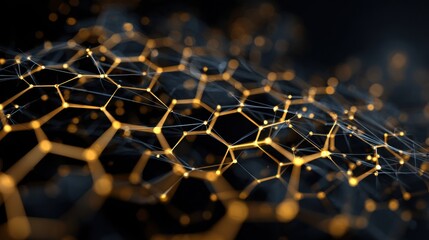 glowing network golden nodes dark background