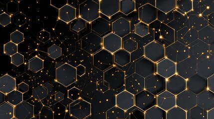 glowing hexagons dark network abstract