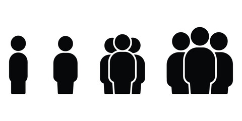 Icons representing different group sizes from single person to a small crowd