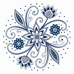
a blue and white floral design