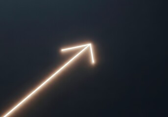 A Glowing Light Arrow Pointing Forward on a Dark Minimalist Surface - A Concept for Direction and Progress