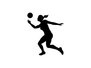  Female Netball Player in Mid-Air Catch and Silhouetted Female Volleyball Player in Action