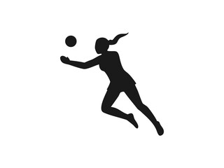  Female Netball Player in Mid-Air Catch and Silhouetted Female Volleyball Player in Action