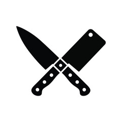 Crossed chef knives vector illustration kitchen cutlery butcher cleaver cooking tool culinary icon