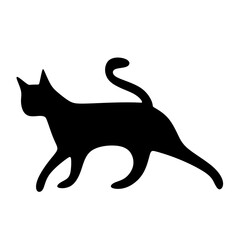 Minimalist Silhouette Walking Black Cat Animal Illustration for Decoration