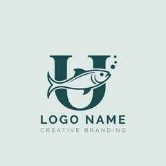 Fish Logo with Letter U