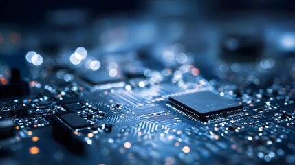 Close-up view of a circuit board with intricate components.