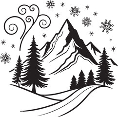 winter forest vector illustration