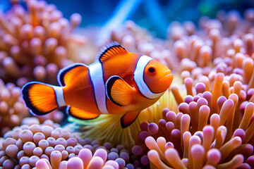 clown fish on coral reef