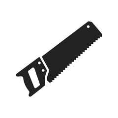 Black handsaw vector illustration carpentry tool woodworking equipment cutting instrument diy craft icon isolated eps graphic