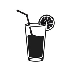 Tall glass beverage with straw and citrus slice refreshing drink vector illustration